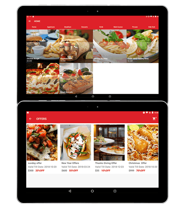 digital food menu tablet app