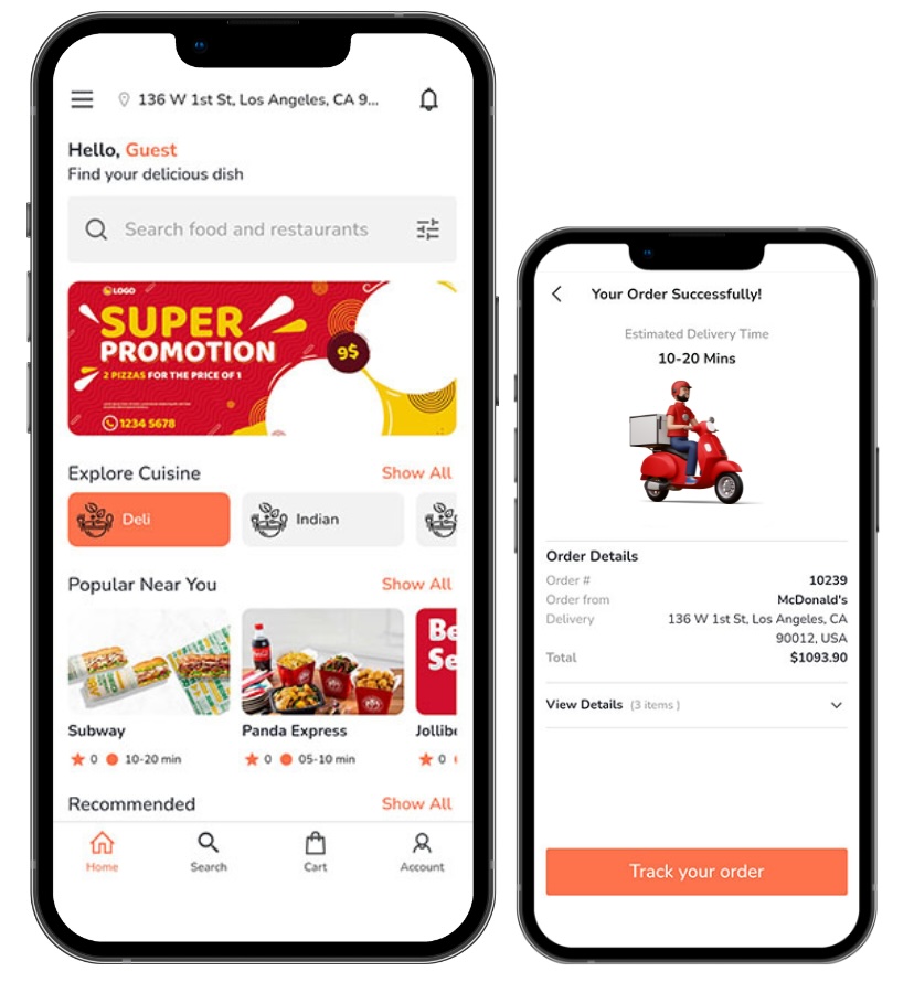 White label food delivery marketplace mobile apps