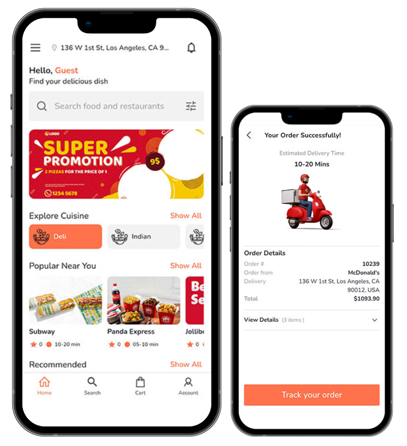 White label food delivery marketplace mobile apps
